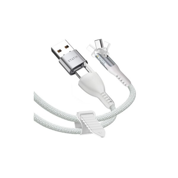 STATIK PowerPivot Pro Nylon Braided PUP-0455-6FT-CC-WHT USB-C to C, 2m,100W White