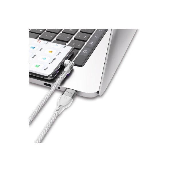 STATIK PowerPivot Pro Nylon Braided PUP-0455-6FT-CC-WHT USB-C to C, 2m,100W White