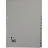 HETZEL Kunststoff-Register, Zahlen, A4, 1-31, PP, grau