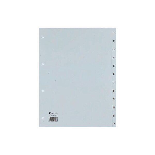 HETZEL Register PP A4 25256481 grau 1-12