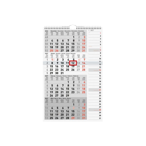 RIDOIDE 4-Monats-Kombiplaner 2027 7033430007.27 4M/1S 30x49cm