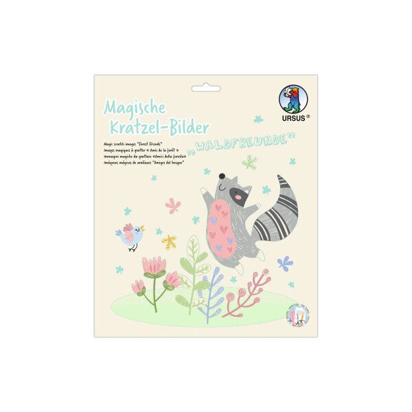 URSUS Magische Kratzel-Bilder 24560003F Waldfreunde, 21x21cm