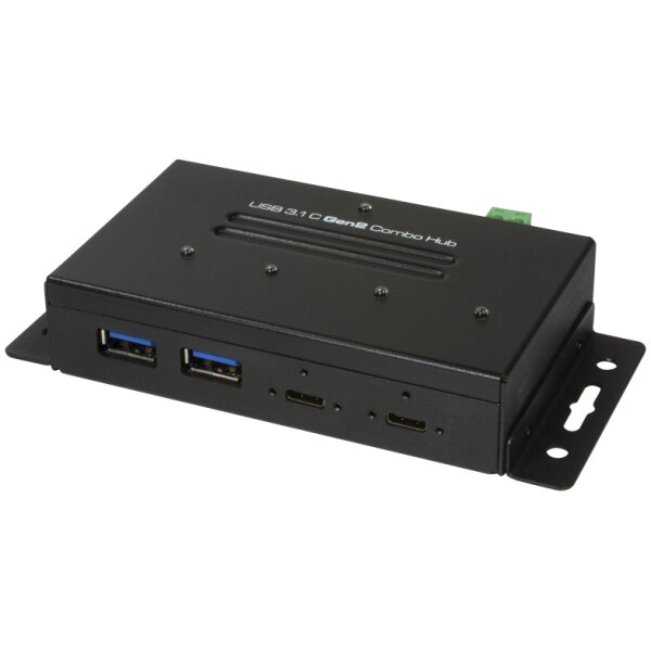 LogiLink USB 3.2 (Gen2) Combo Industrie-Hub, 4-Port, schwarz