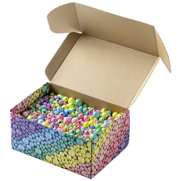 folia Mélange de perles en bois PASTEL Jumbobox, 1 kg