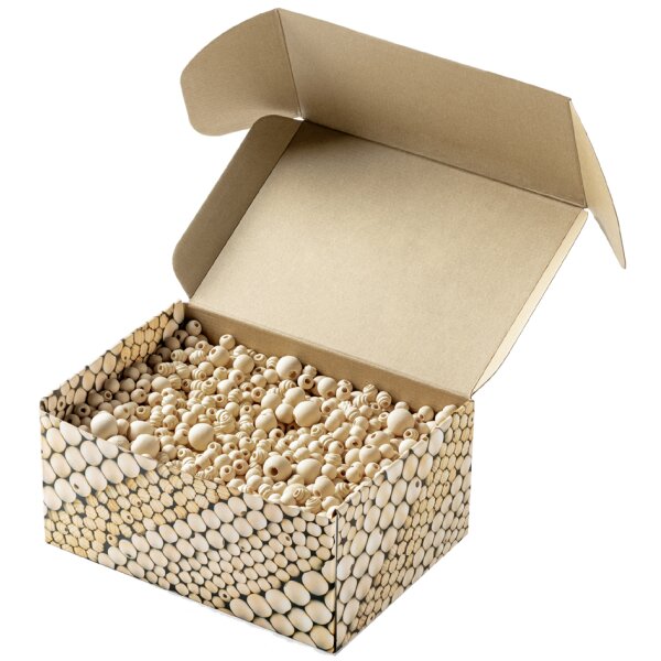 folia Mélange de perles en bois PASTEL Jumbobox, 1 kg