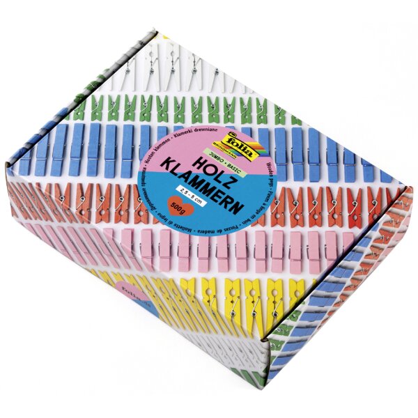 folia Holzklammern-Mix PASTEL Jumbobox, 500 g