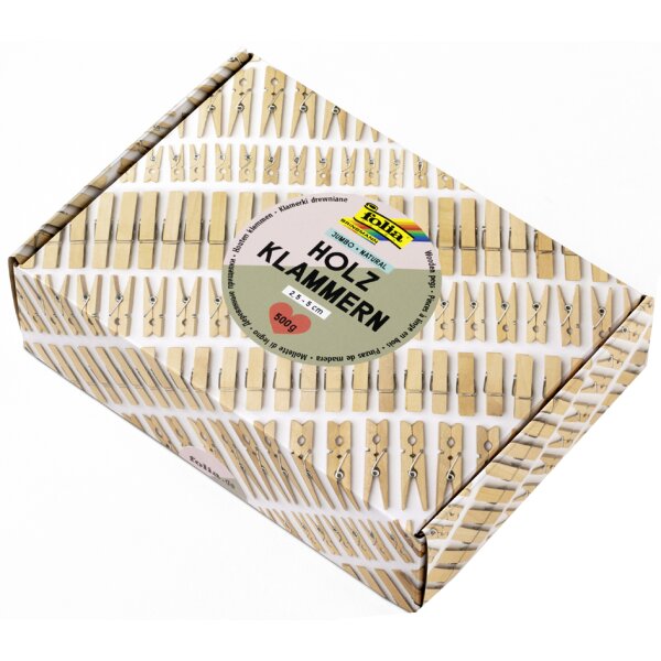 folia Holzklammern-Mix PASTEL Jumbobox, 500 g