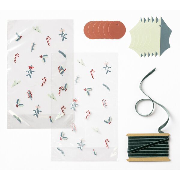 folia Bodenbeutel-Set Candy Bag Set "Floral Christmas"