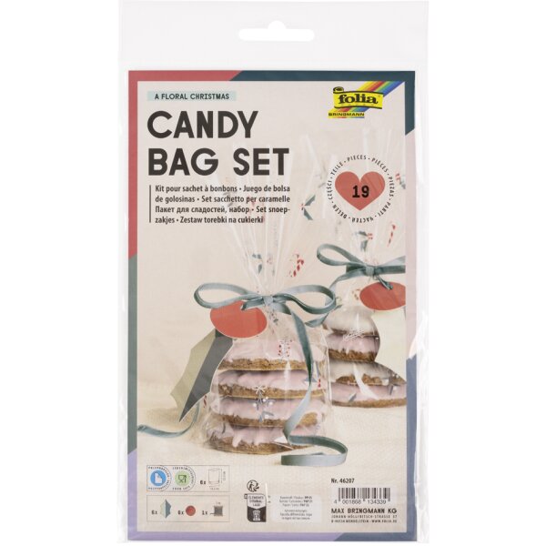 folia Bodenbeutel-Set Candy Bag Set "Floral Christmas"