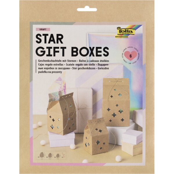 folia Set de bo&icirc;tes-cadeaux Star gift boxes, papier kraft