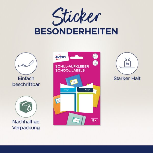 AVERY Étiquette pour livre, papier, 48 x 70 mm, cadre coloré