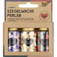 folia Siegelwachs-Perlen PASTEL, 3 Dosen, farbig sortiert