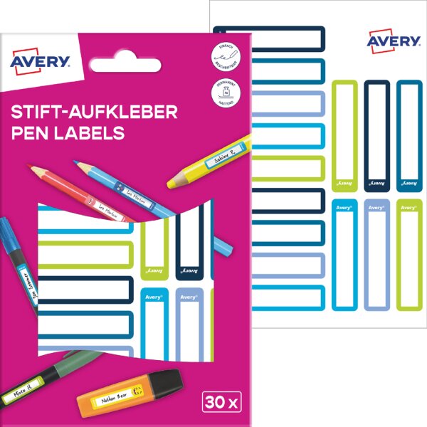 AVERY Étiquette pour stylo, papier, 10 x 50 mm, cadre coloré
