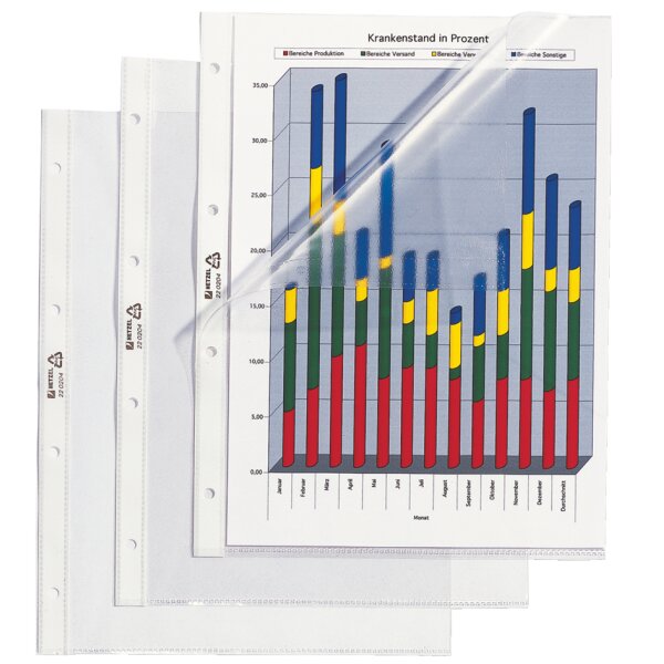 HETZEL Pochette perforée Standard, A4, en PVC, grainée