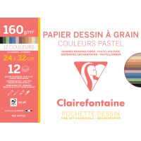 Clairefontaine Papier dessin à Grain, couleurs pastel