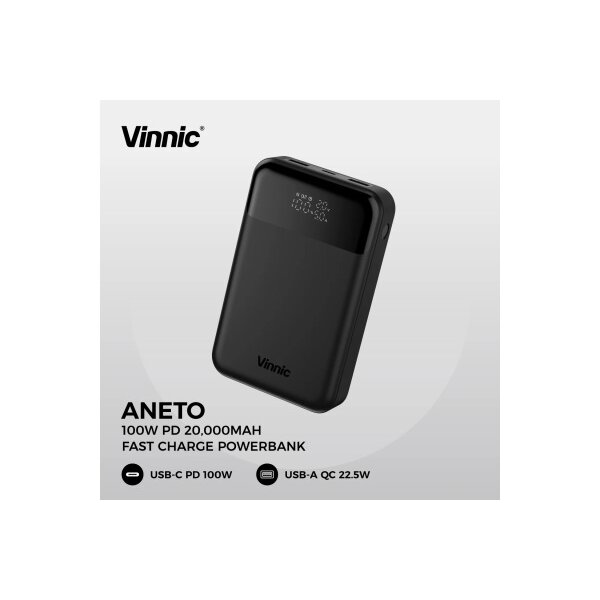 VINNIC ANETO+ Powerbank 130W VPPB-HV130WG1-20BK PD, 20000mAh