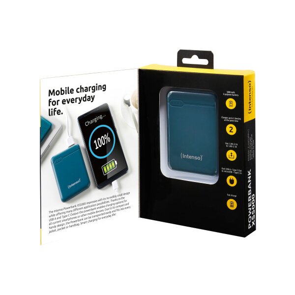 INTENSO Powerbank XS5000, petrol 7313527 5000 mAh, USB-A, USB-C