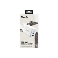 VINNIC FERNOW GaN 65W,Wallcharger VPCG-GA65WG1-EUWH 2x USB C, 1x USB-A, White