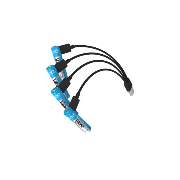VINNIC USB Rech. Batt. AAA Type-C VPRB-UC3A-4PC 400mAh,Case,4pcs.