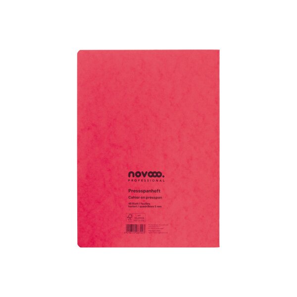 NOVOOO Cahier rouge A4 729793 5mm carreaux,80g,marge 48 fls.