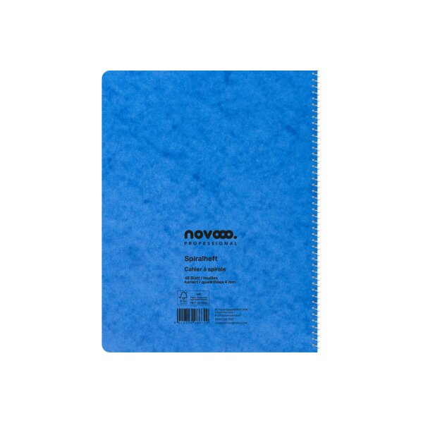 NOVOOO Carnet spirale ass. 14.8×21cm 729779 quadrillé, 4mm, 70g 48 flls.