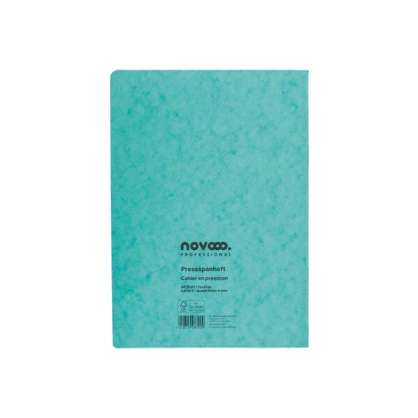 NOVOOO Pressspanheft grün A4 729792 4mm kariert, 80g,Rand 48 Blatt