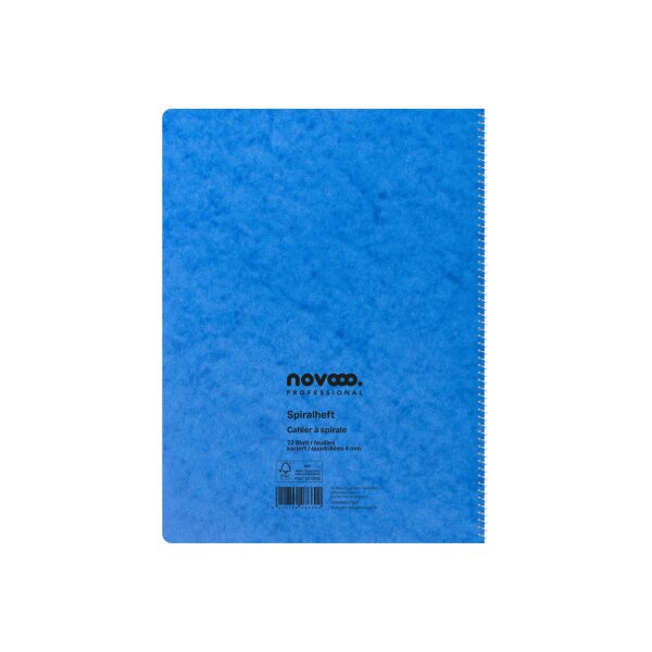 NOVOOO Cahier spirale A4 534038000 ass., quadr. 4mm,80g 72 feuil.