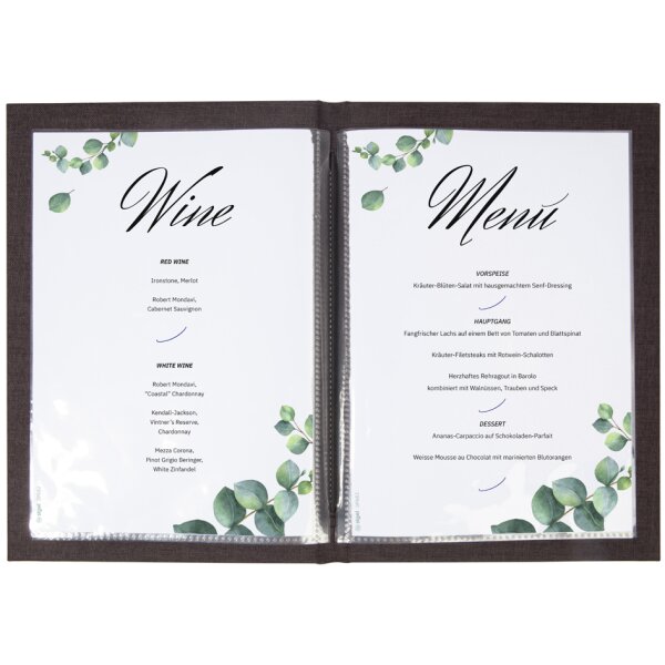 sigel Chemise pour menu avec sérigraphie, A5, gris foncé