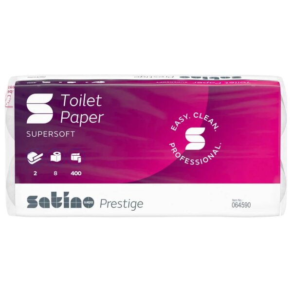 SATINO Prestige Papier de toilette extra blanc, 4 couches, 150 feuilles - 1/4 Palette (360 rouleaux)