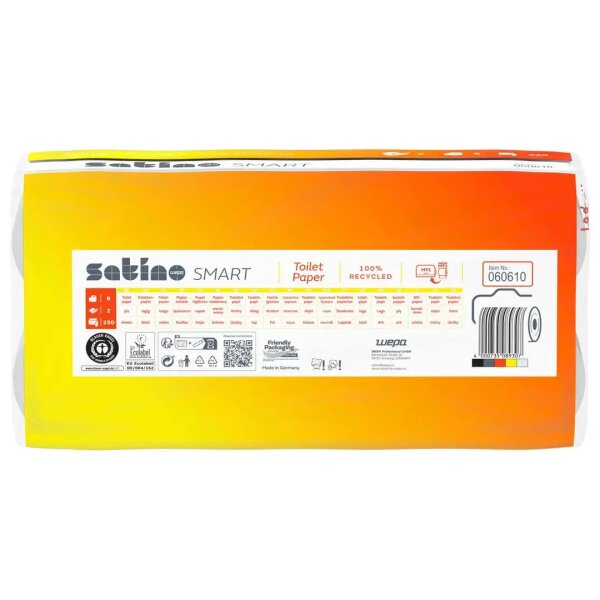 SATINO Smart Recycling Papier de toilette blanc, 2 couches, 250 feuilles - 1/2 Palette (1056 rouleaux)