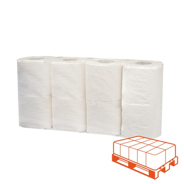 LOW BUDGET Toilettenpapier hochweiss, 3-lagig, 250 Blatt - 1/4 Palette (448 Rollen)