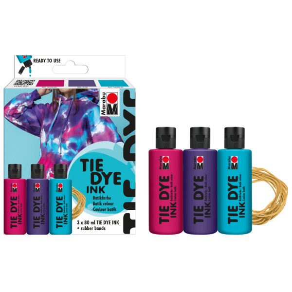 Marabu Set de peintures batik TIE DYE, 3 x 80 ml, pastel