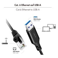 LogiLink Câble Ethernet USB 3.0, USB-A - RJ45, 7,5 m