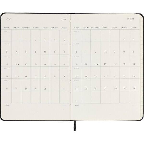 MOLESKINE Taschenkalender 2026, Wochen, P A6, schwarz