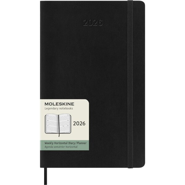 MOLESKINE Buchkalender 2026, Wochen, L A5, Softcover,schwarz