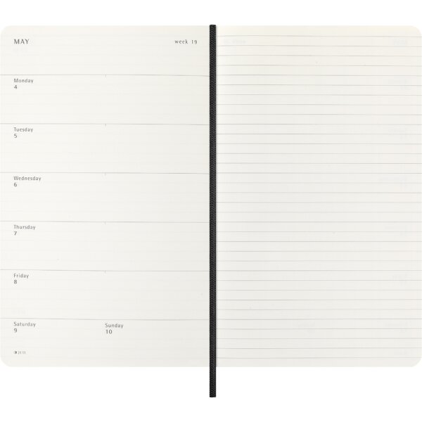 MOLESKINE Agenda 2026, semainier, L/A5, souple, noir