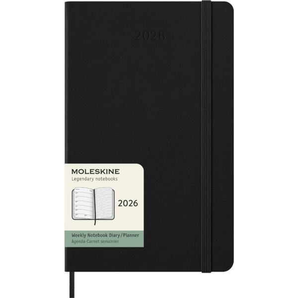MOLESKINE Buchkalender 2026, Wochen, L A5, Hardcover,schwarz