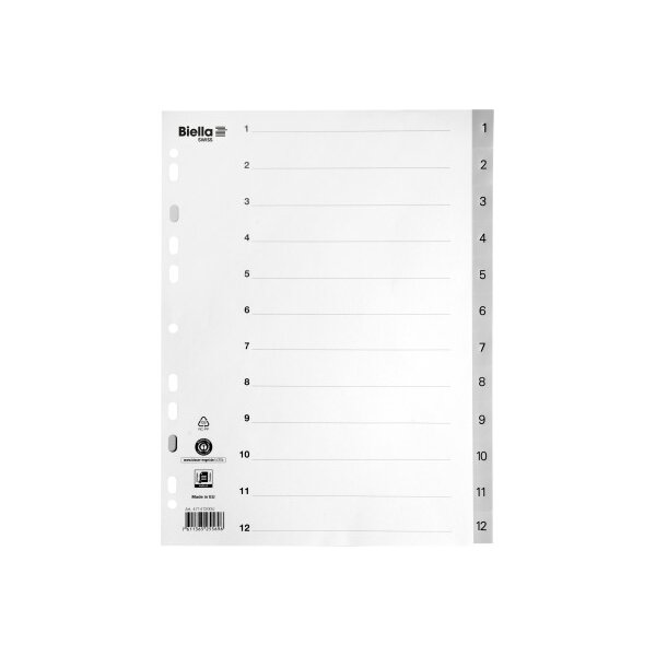 BIELLA Register PP A4 47141200U grau 1-12