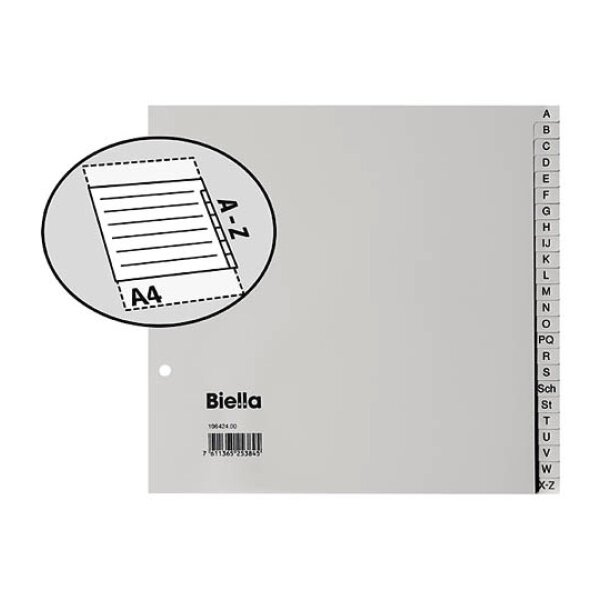 BIELLA Register PP A4 1/2 H. 19642400U grau A-Z 24-teilig