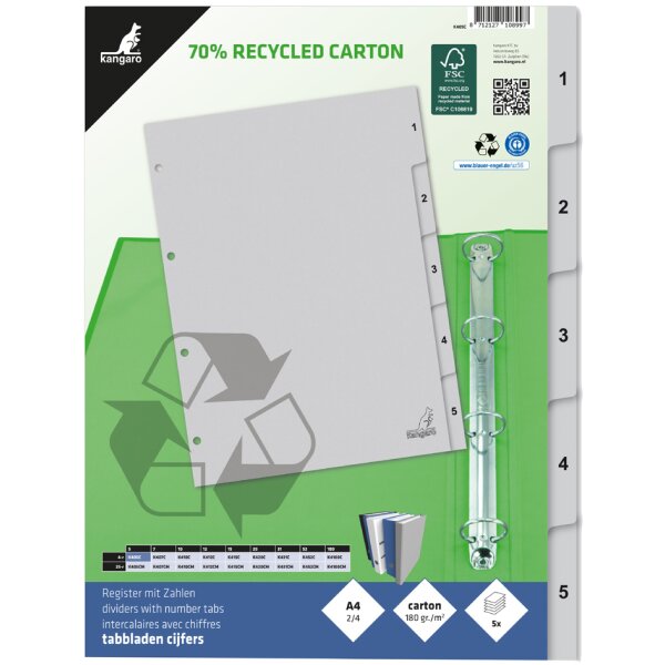 kangaro Intercalaire carton ECO, chiffres 1-31, 31 pièces