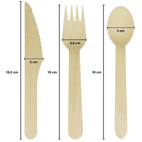 kangaro Couverts jetables, en bois, 200 pièces