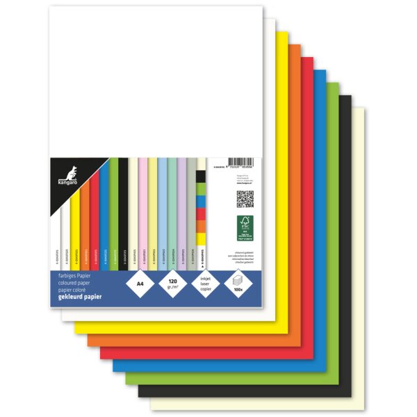 kangaro Papier multifonction, A4, 120 g/m2, assorti