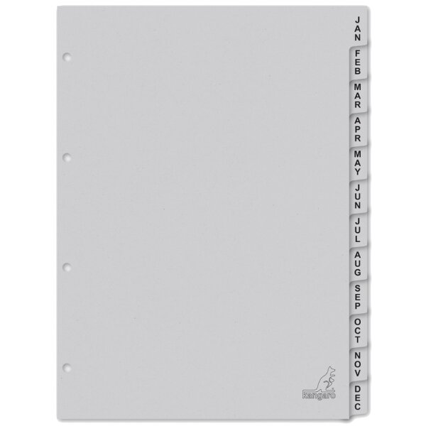 kangaro Intercalaire carton ECO, mois, A4, 12 pièces