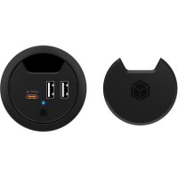 ICY BOX In-Desk USB Hub 60 mm black IB-HUB1407 2x USB-A...