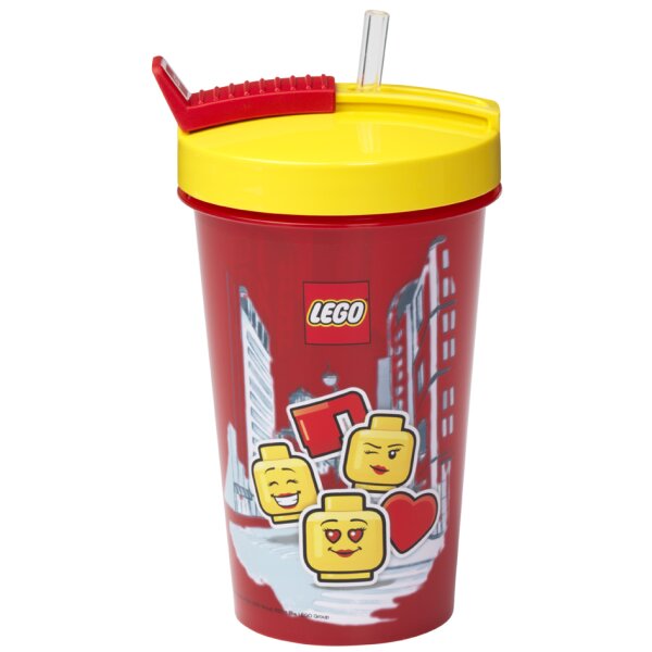 LEGO Trinkbecher mit Strohhalm ICONIC, 0,5 Liter