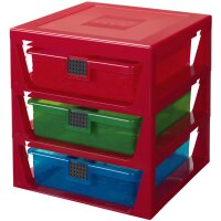 LEGO Schubladenbox 3-DRAWER STORAGE RACK, 3 Schübe, rot