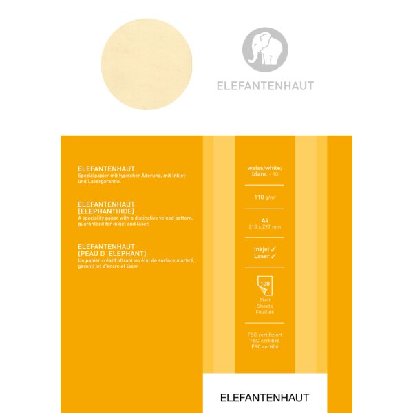 Papier spécial peau déléphant, A4, 190 g/m2, chamois