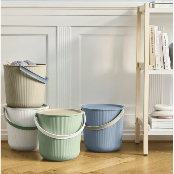 NHG Seau de rangement AKITA, 10 litres, bleu / beige clair