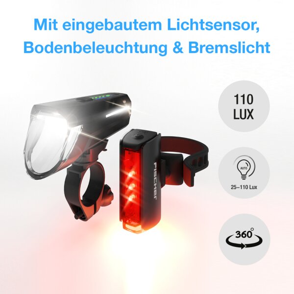 FISCHER Kit déclairage LED rechargeable TWIN STOP, 110 lux