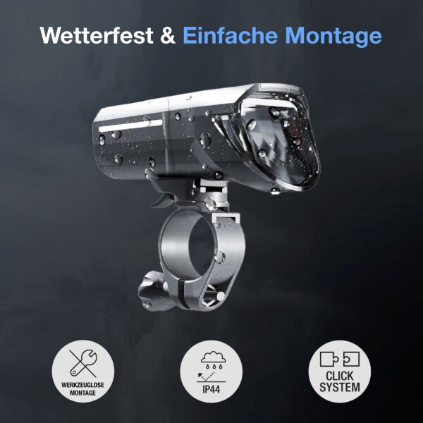 FISCHER Feu avant LED pour vélo, avec pleins phares, 100 lux